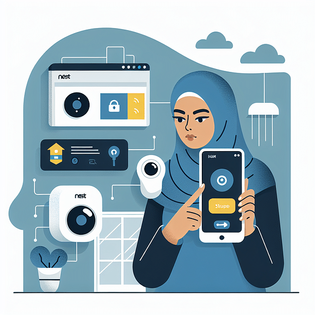 Person using the Nest app to test the home security system