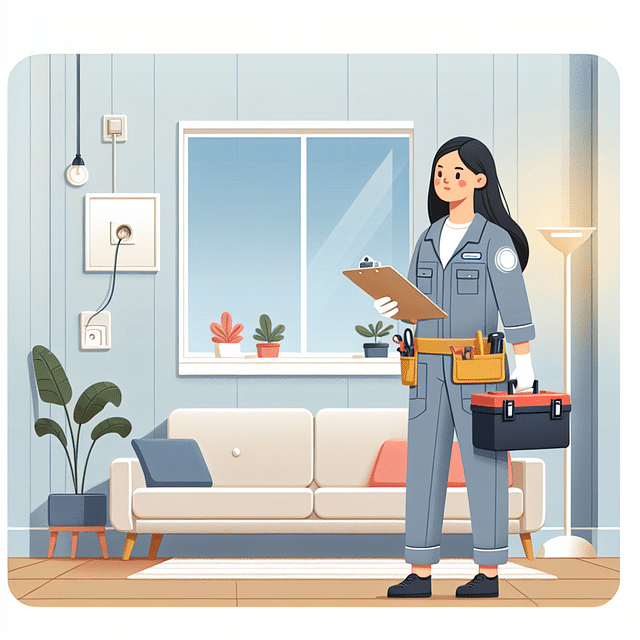 technician assessing a home interior