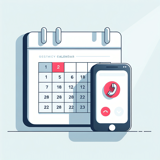 calendar with marked date and phone call for scheduling service