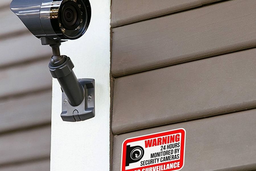home surveillance warning sign