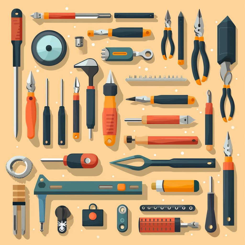 Tools laid out on a flat surface
